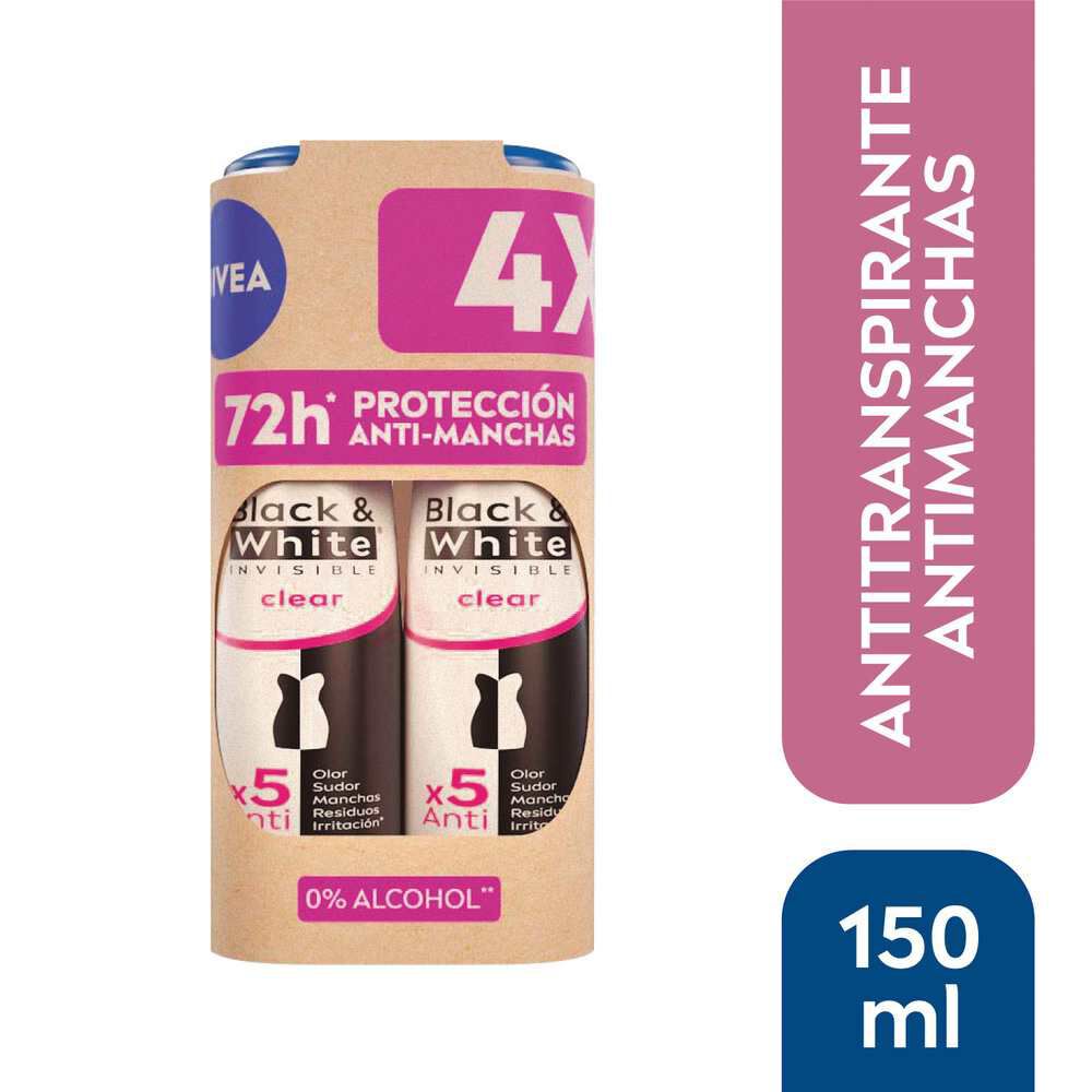 Pack-4-Antitranspirantes-Black&White-Clear-48Hrs-150-mL-imagen-2