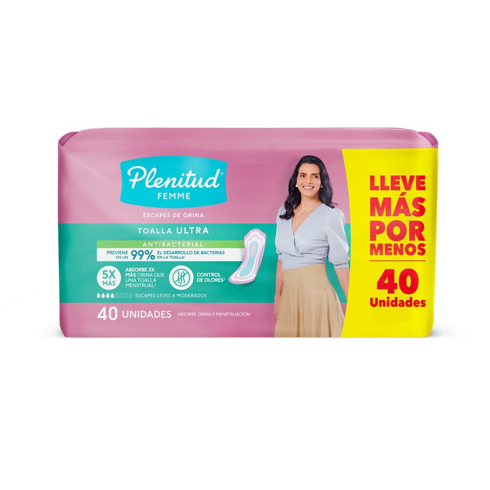 Toalla-para-Incontinencia-Urinaria-Ultra-sin-Alas-40-Unidades-imagen-2