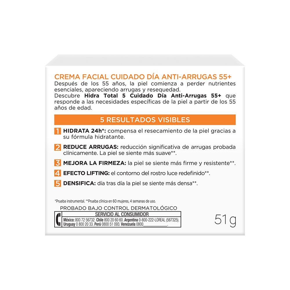 Hidra-Total-5-Crema-Facial-Antiarrugas-Humectante-con-Calcio-Todo-Tipo-de-Piel-55+-50-mL-imagen-5