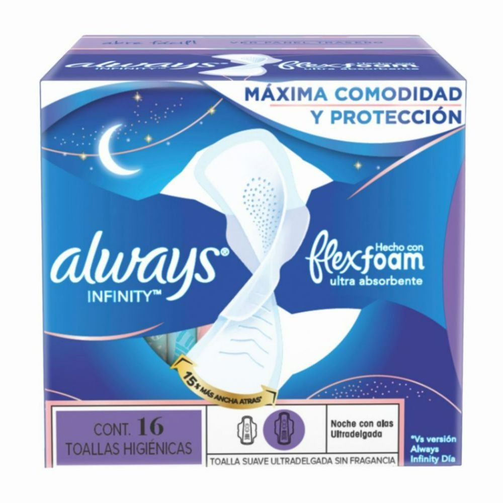 Toalla-Higiénica-Nocturna-Ultradelgada-Infinity-Con-FlexFoam-Tela-Suave-16-Unidades-imagen-5