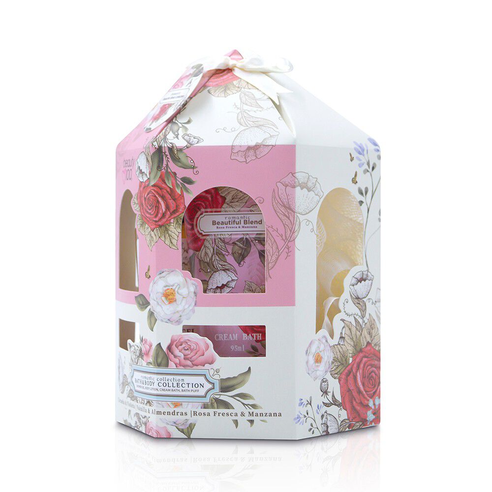 Romantic-Crema-Baño-+-Shower-Gel-+-Body-Locion-+-Esponja-imagen-1