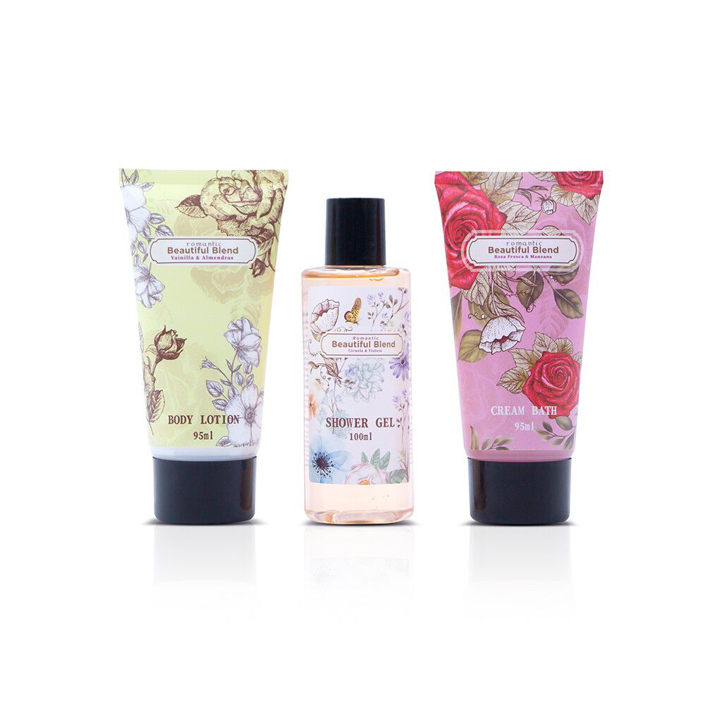 Romantic-Crema-Baño-+-Shower-Gel-+-Body-Locion-+-Esponja-imagen-2