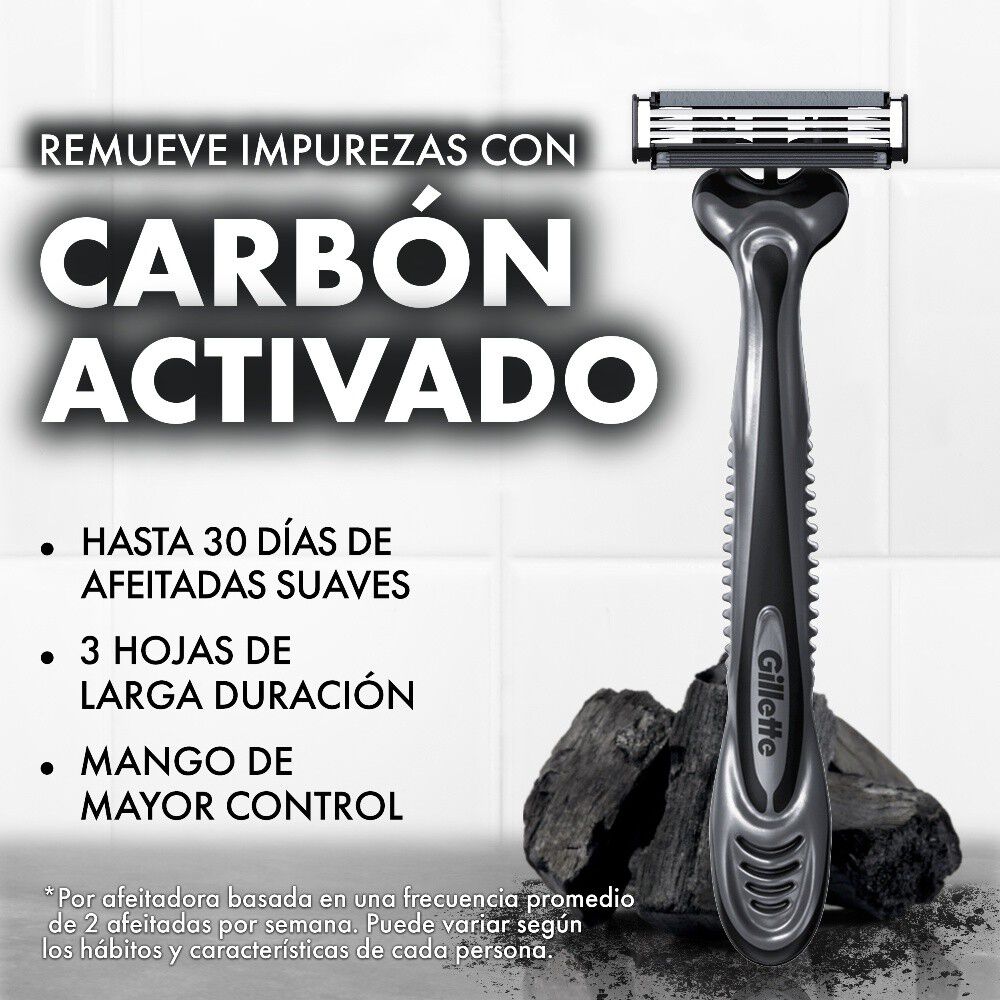 Máquina-de-Afeitar-Prestobarba-3-Carbono-con-Carbón-Activado-4-Und-imagen-2